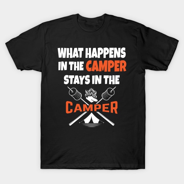 What happens in the camper stays in the camper T-Shirt by Work Memes